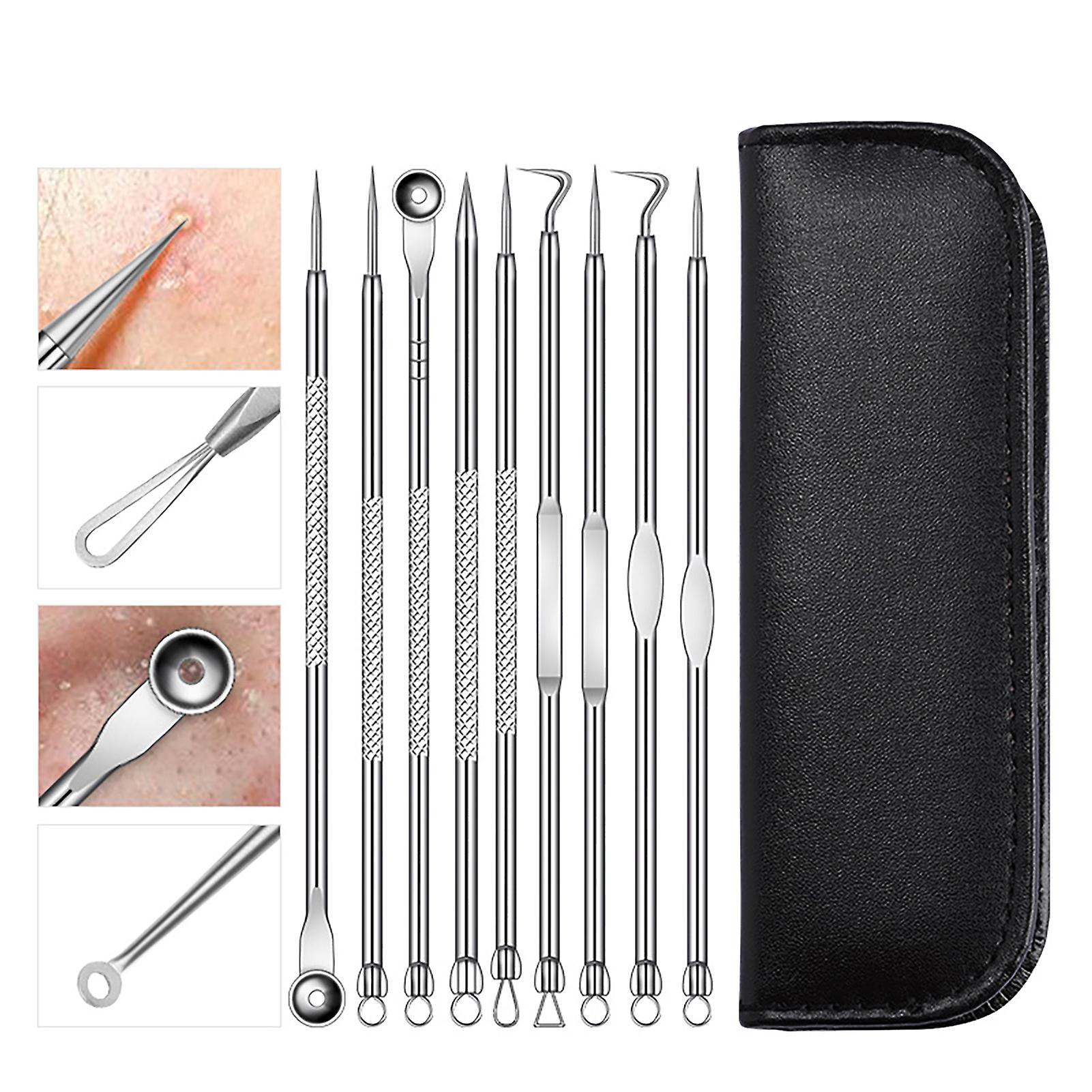 18pcs Blackhead Pimple Needle Set Double Ended Stainless Steel Pimple Popper Tool Kit for Salon 