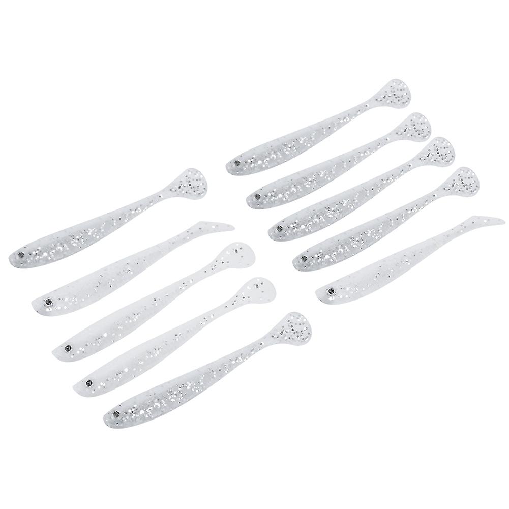 10PCS 6cm Artificial T Tail Lure PVC Eco‑Friendly Simulation Soft Bait Soft Fishing Bait(3# White Transparent )