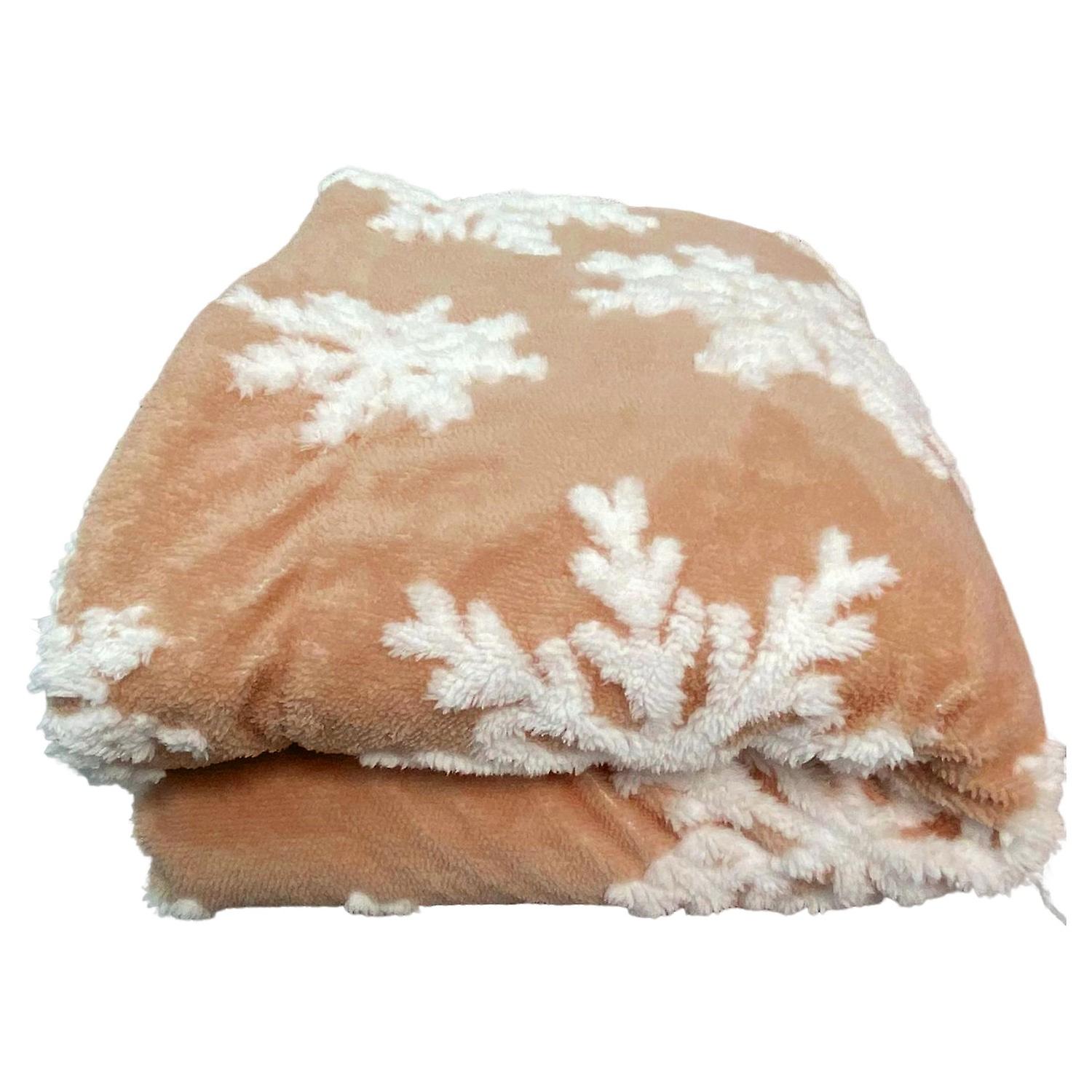 Christmas Blanket Hairy Snowflake Print Soft Thicken Double Layers Keep Warm Anti-pilling Sofa Bad W