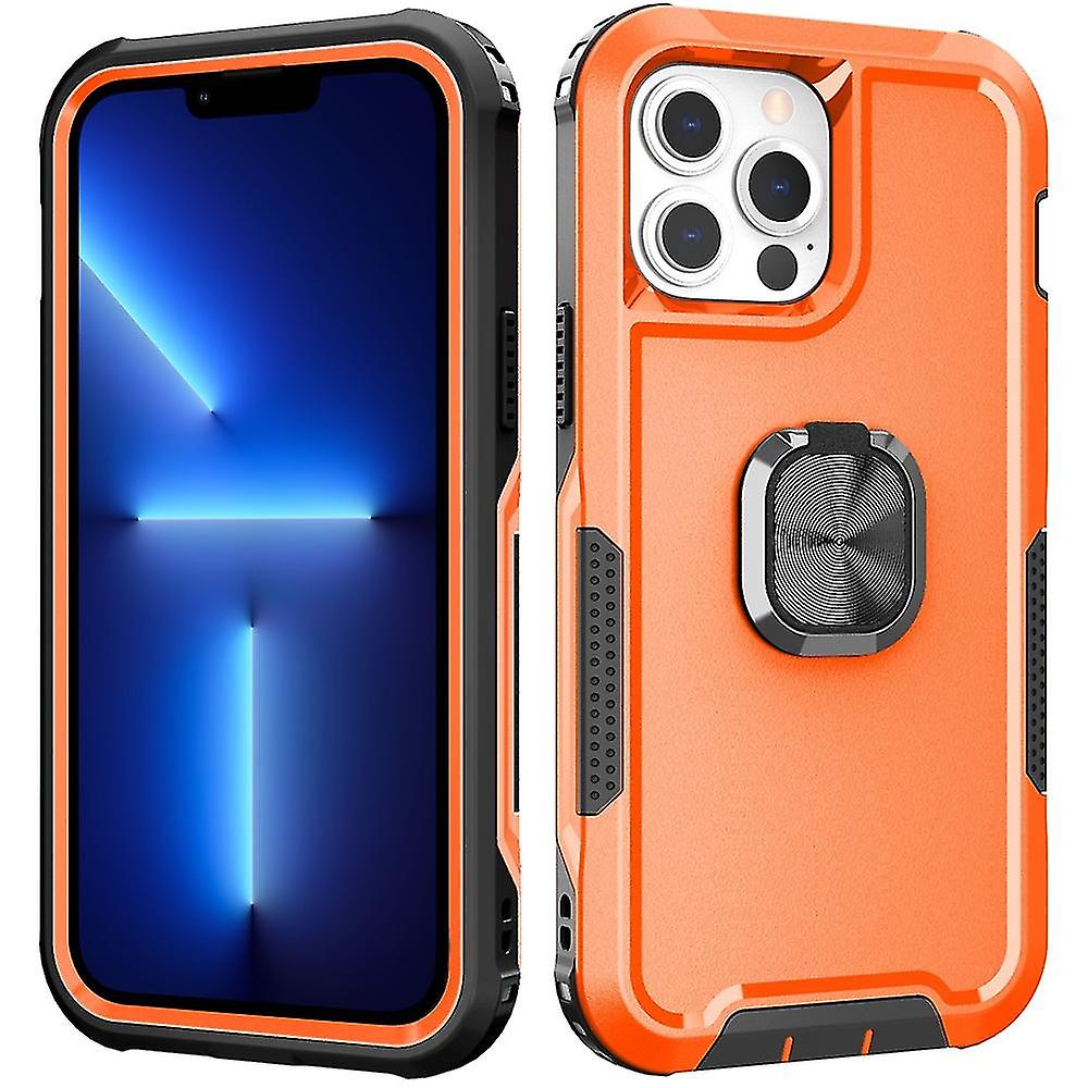 3 In 1 Pc + Tpu Phone Case For Iphone 13 Pro Max Orange