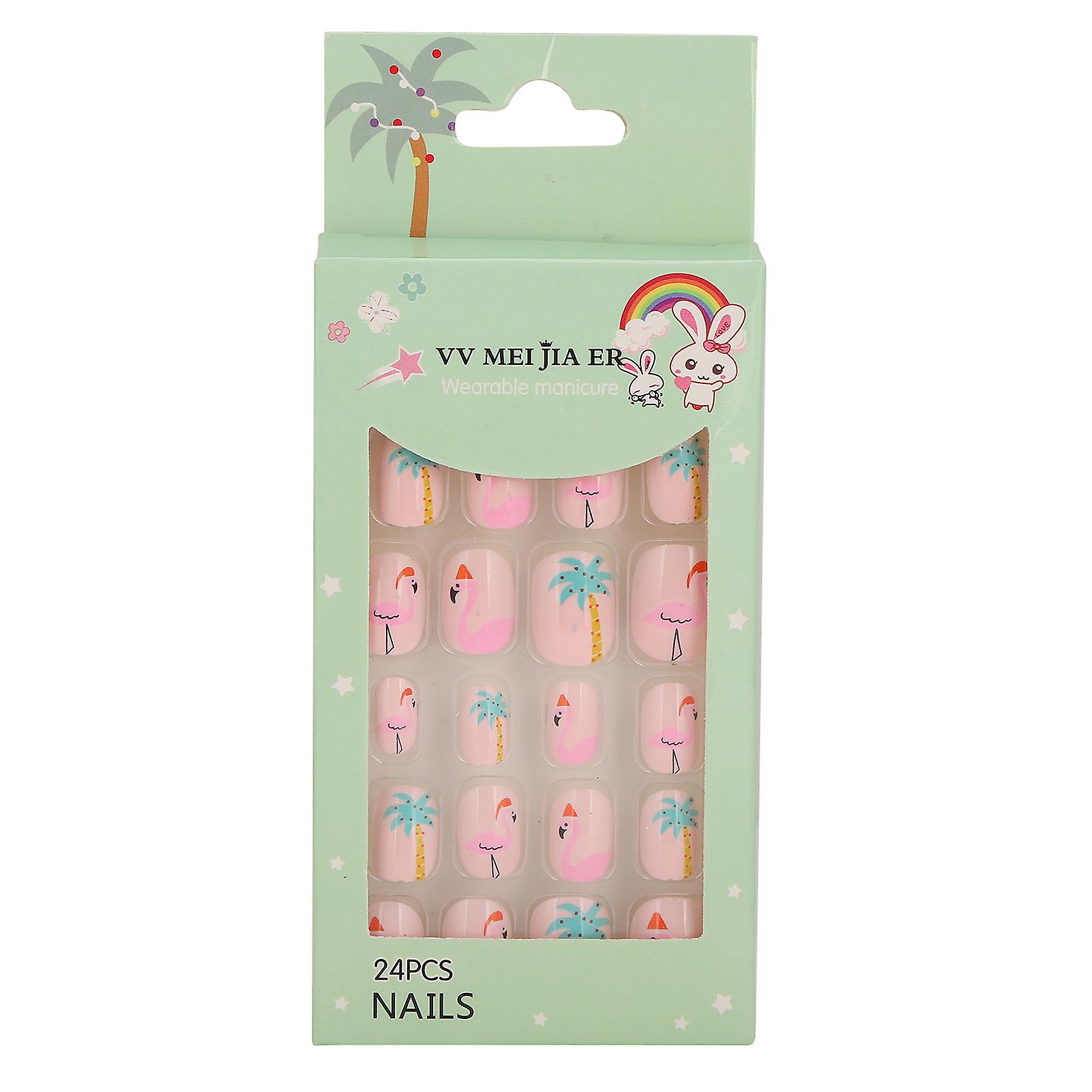 24pcs Removable Kids False Nails Cartoon Pattern Full Cover Artificial False Nails#04