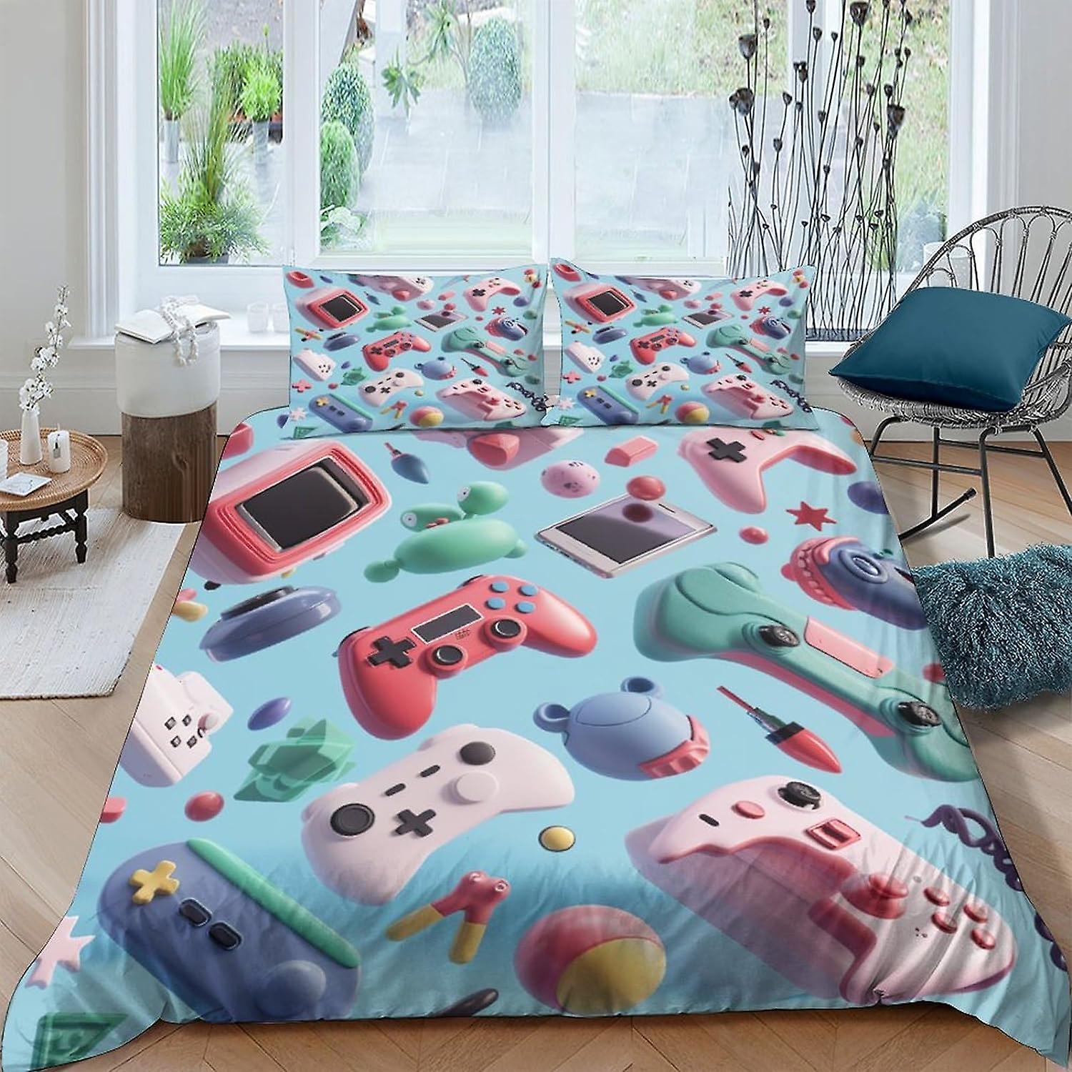 Poszwa na kołdrę EKENOZ Gamepad Zestaw miękkich poszewek na kołdrę z mikrofibry Zestawy pościeli z miękkiej mikrofibry Jakość hotelowa dla dzieci Nastolatki Dorośli Podwójne