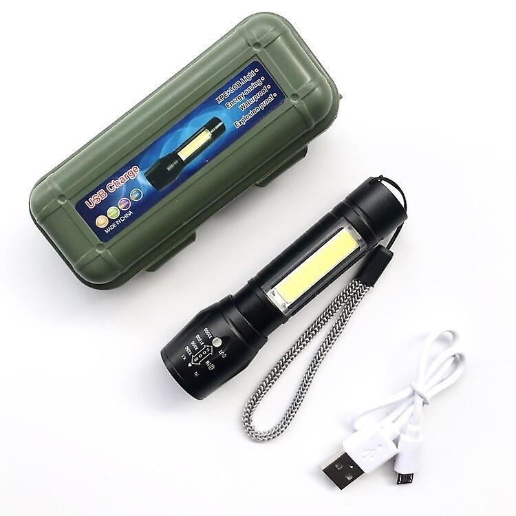 Flashlight Outdoor Portable Home Built-in Battery Rechargeable Multi-function Torch Super Bright Abs Strong Light Focusing Led