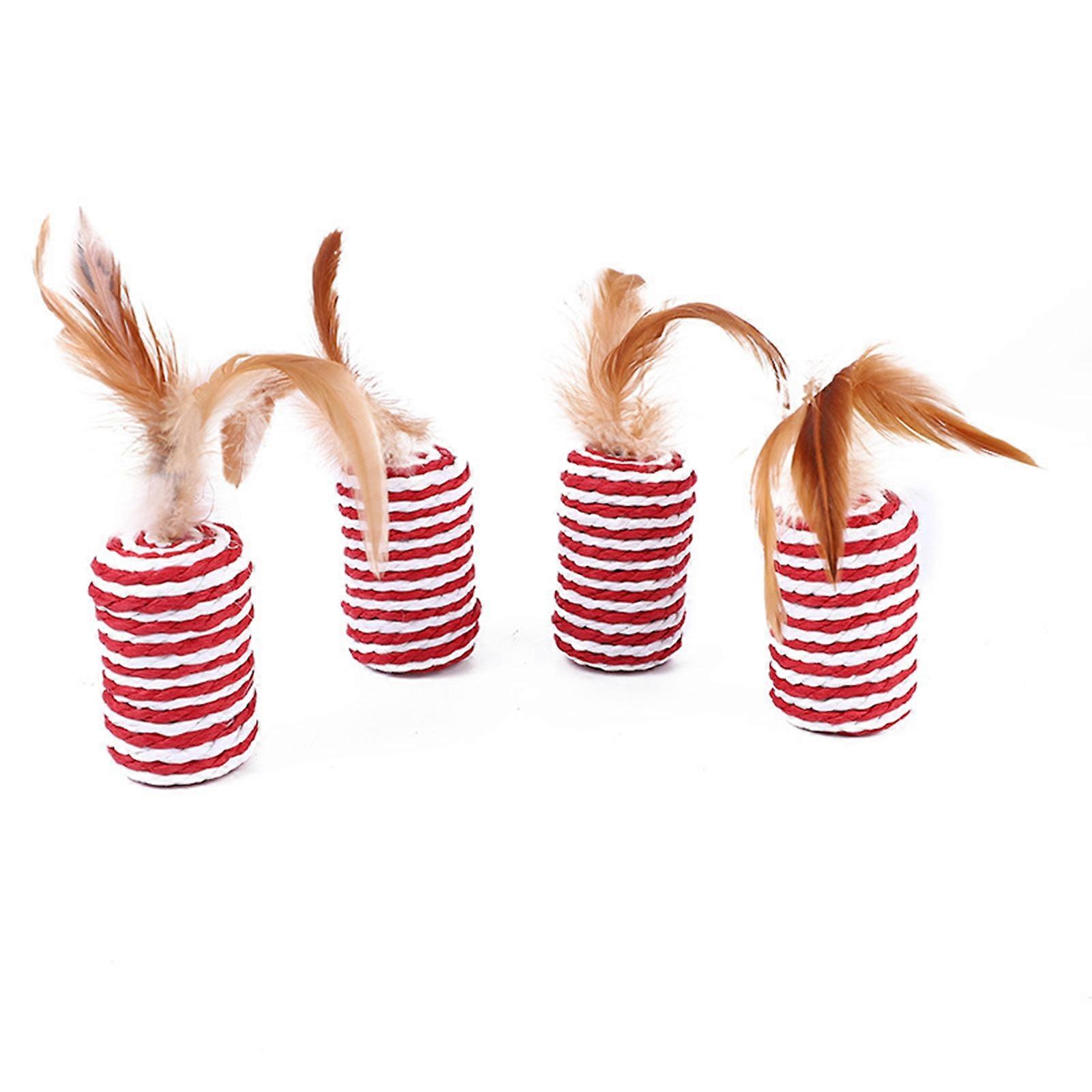 Cat Feather Toy Scratch Resistant Paper Rope Multipurpose Interactive Cat Rolling Toy For Cats