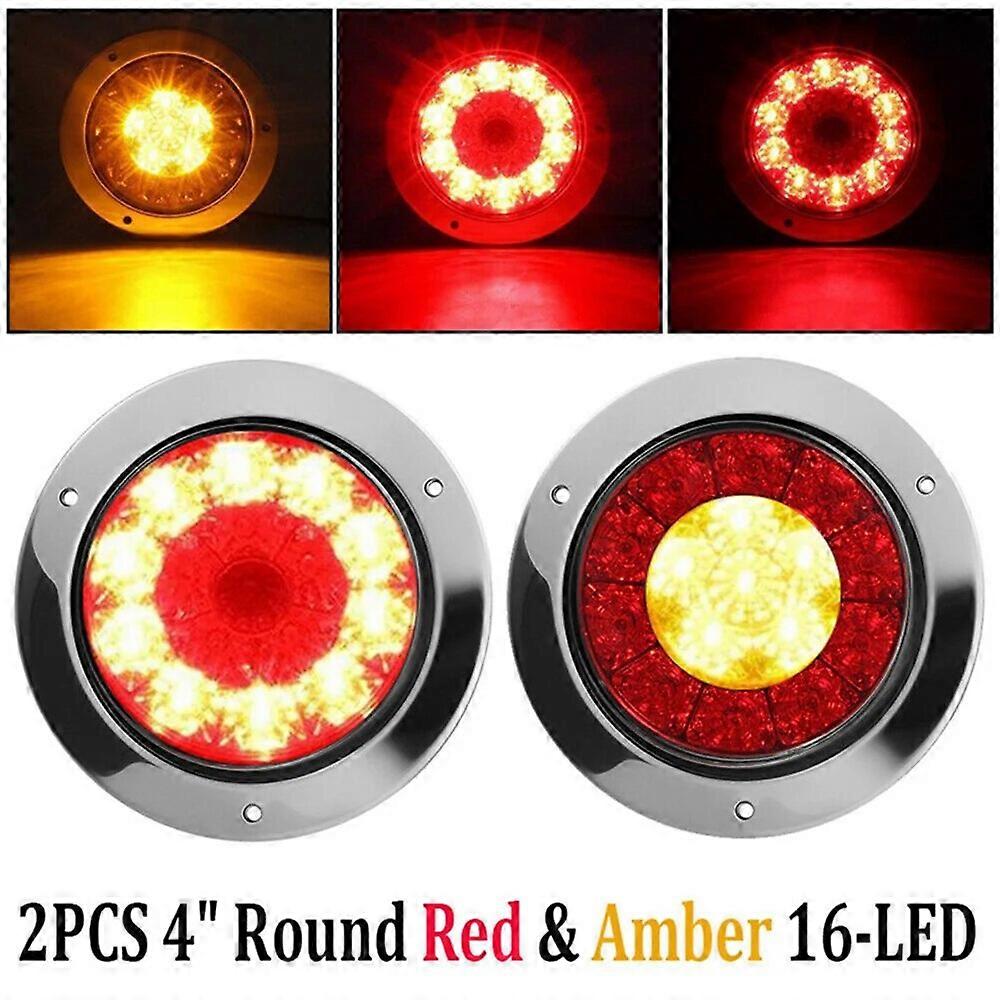 2PCS Truck Tail Lights 12V 24V LED Dynamic Trailer Lights Sequential Turn Signal Reverse Caravan Brake Lights Round Van Light FN9U9067