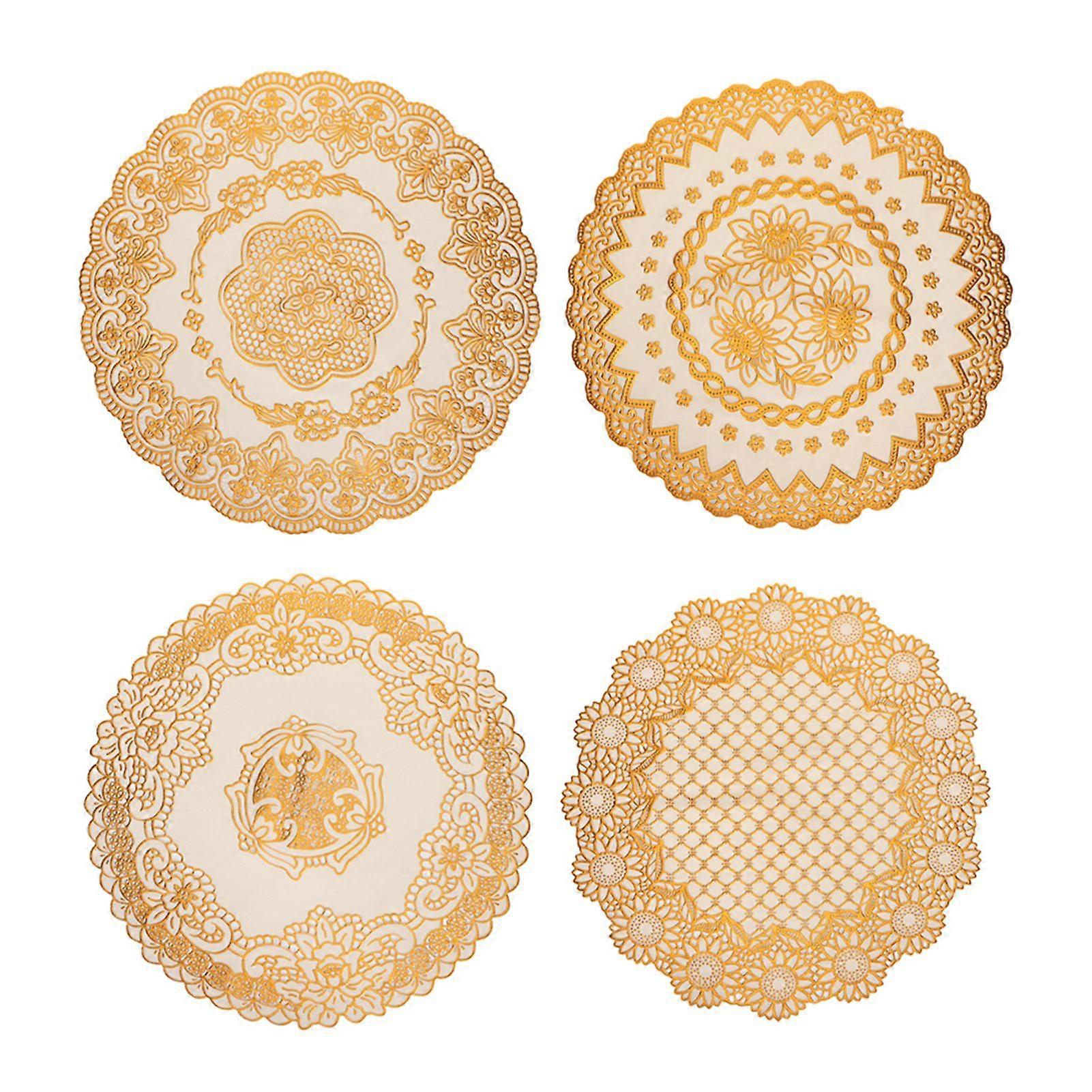 12pcs Table Mats PVC Insulated Soft Table Mats European Style Round Table Mats for Dinner Party