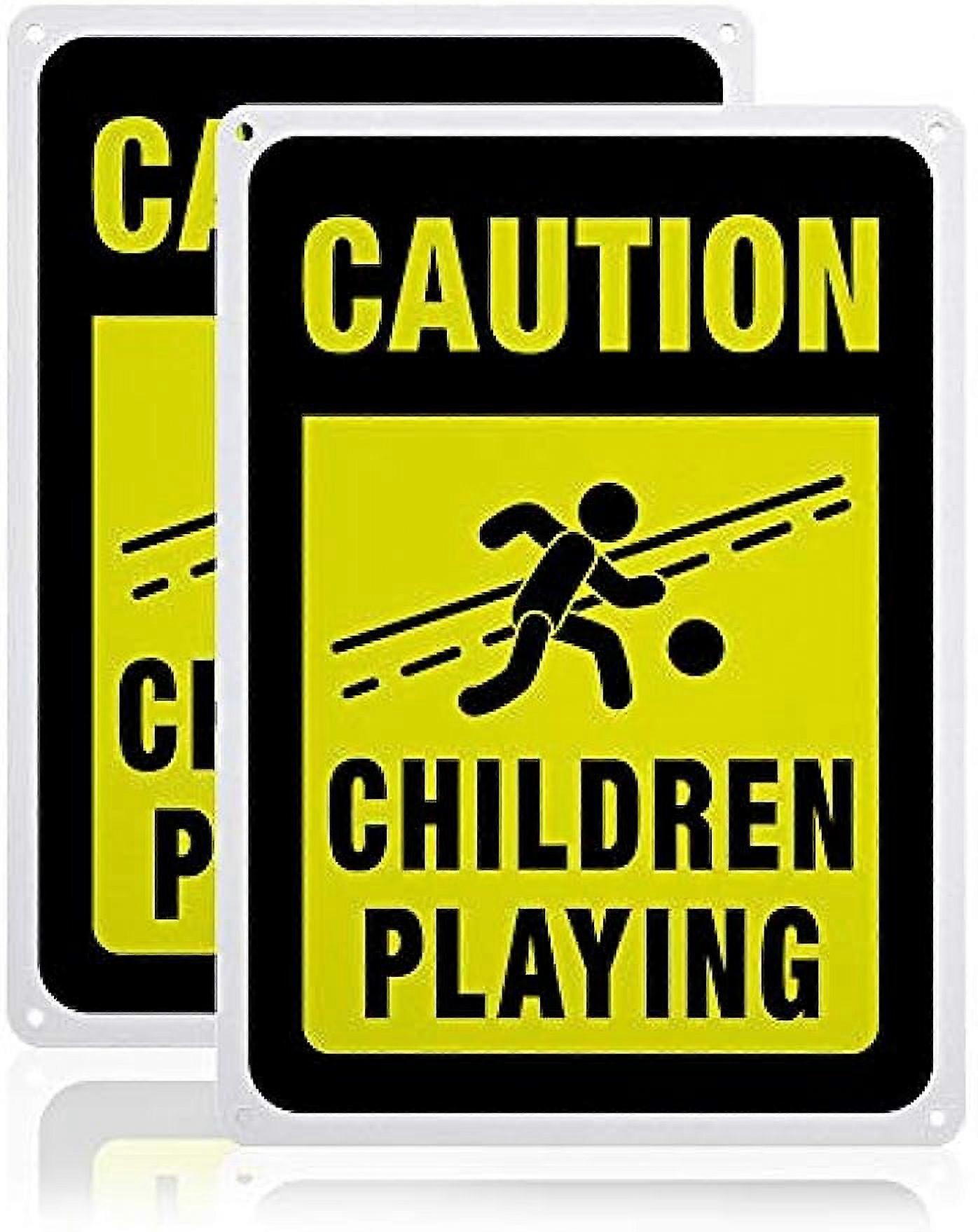 2pc 2 Pack Children Playing Caution Sign s 40 Mil Aluminum