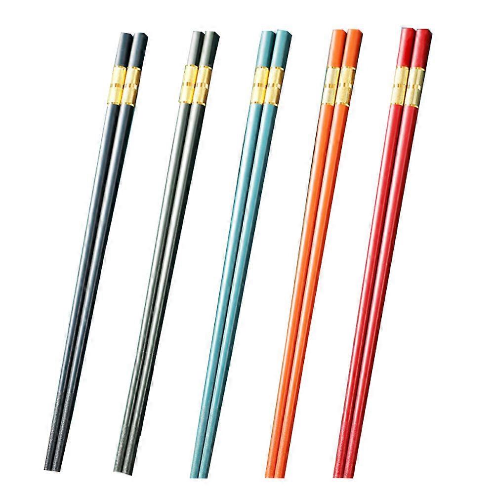 5 Pairs Reusable Chopsticks ,Fiberglass Chopsticks Set, Chinese Chopsticks for Food, Non-Slip, Easy to Use