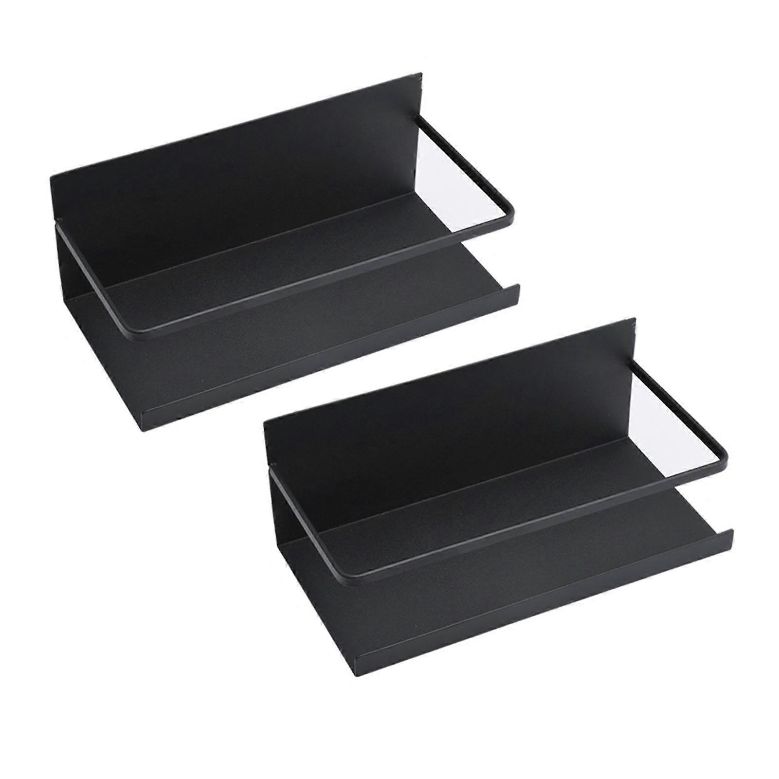 2pcs Magnetic Spice Rack Refrigerator Storage Rack Multi Function Kitchen Storage Shelves Rack Black