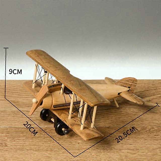 Retro Handmade Wooden Airplane Ornaments Creative Home Desktop Airplane Model Decoration Ornaments Children's Entertainment Toys