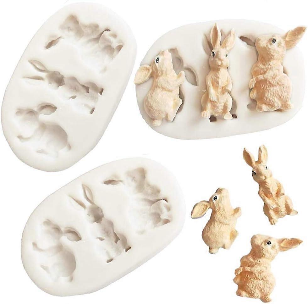 قالب أقراص سكرية أرنب ، 3 قطع فندان العفن عيد الفصح 3D الأرنب سيليكون العفن ، أرنب سيليكون العفن ، سيليكون