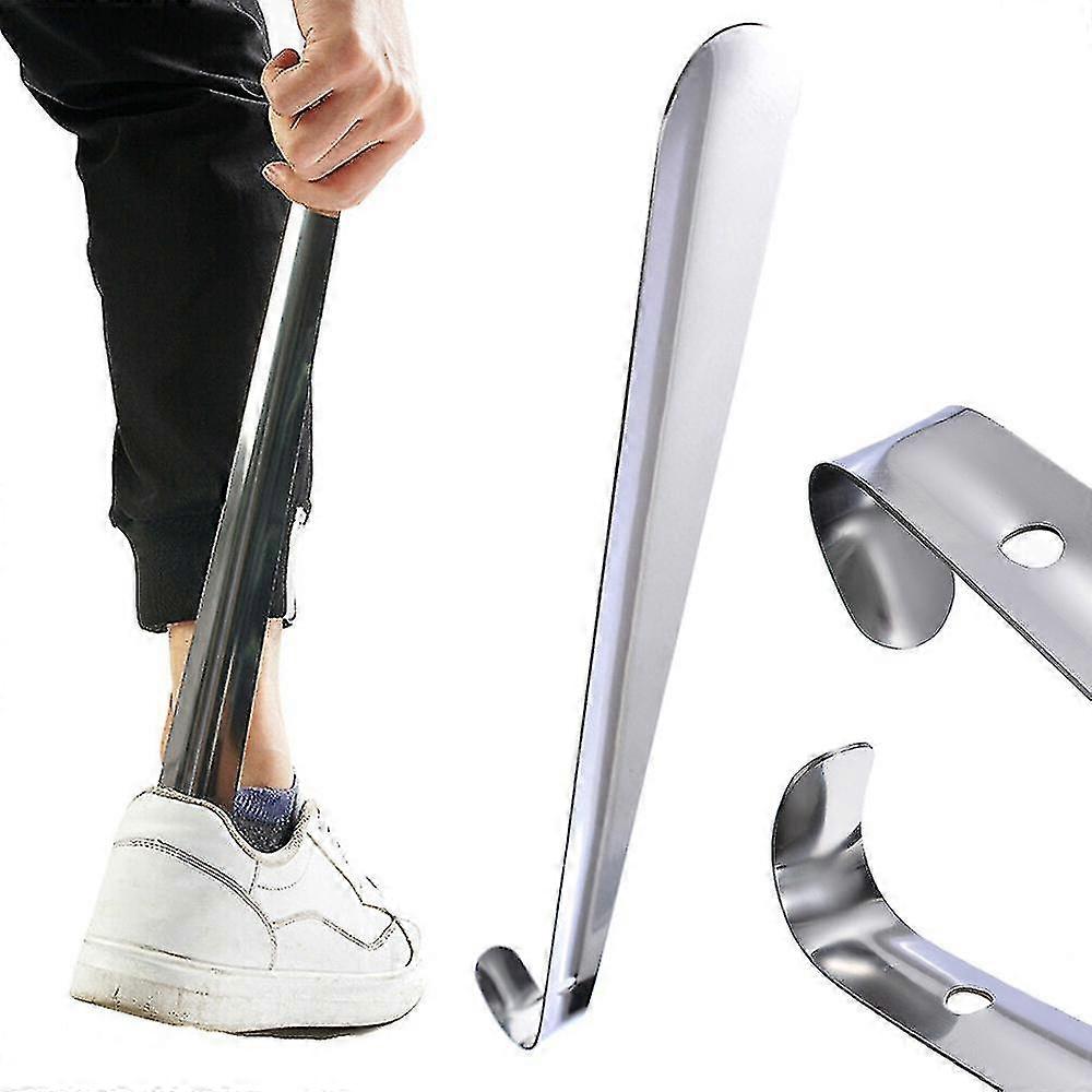Durable Stainless Steel Shoehorn Silver Extra Long Handle Lifter Home