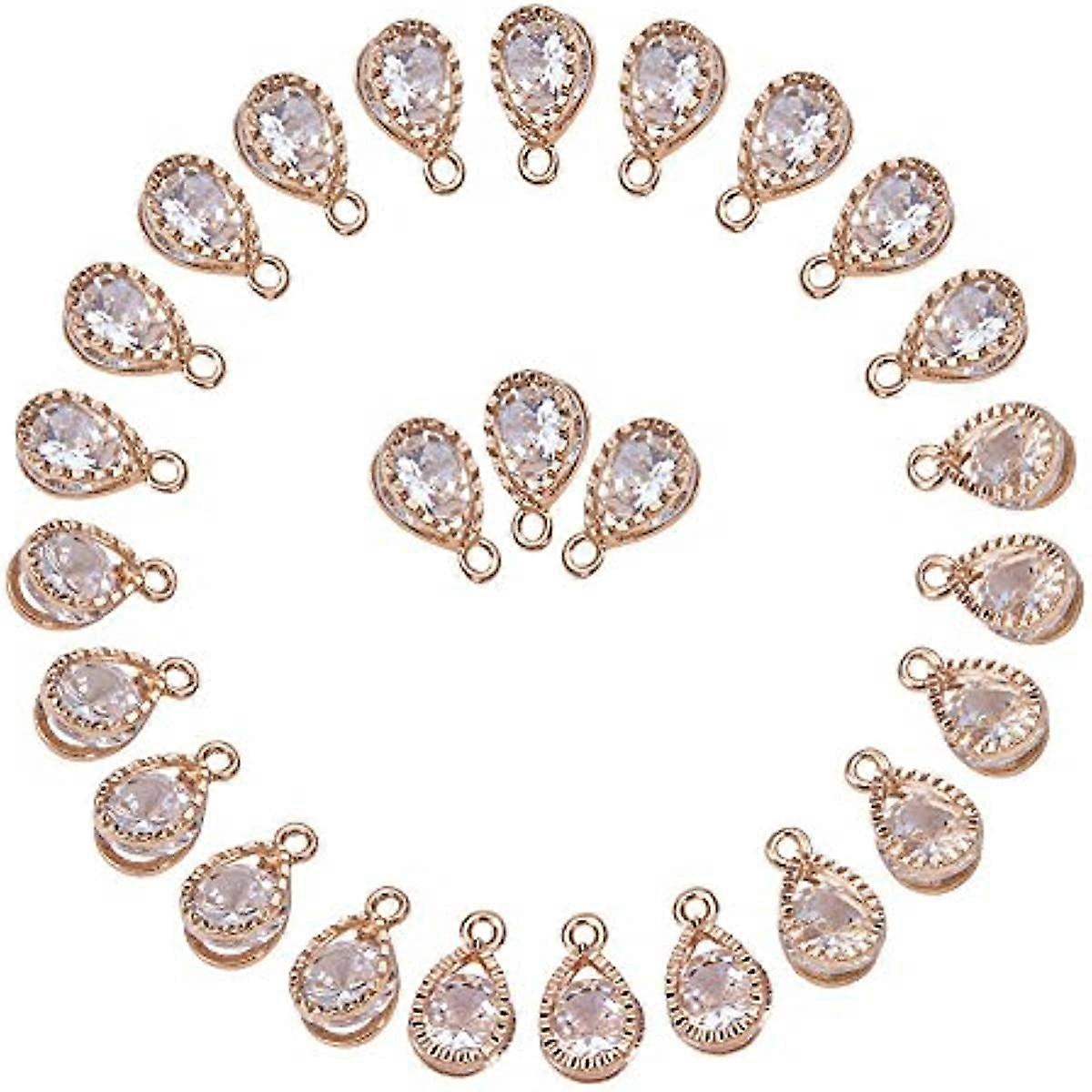 1Bag About 100Pcs Cubic Zirconia Alloy Drop Shape Charms Sets for Jewelry Making Size 13x8x6mm KC Gold