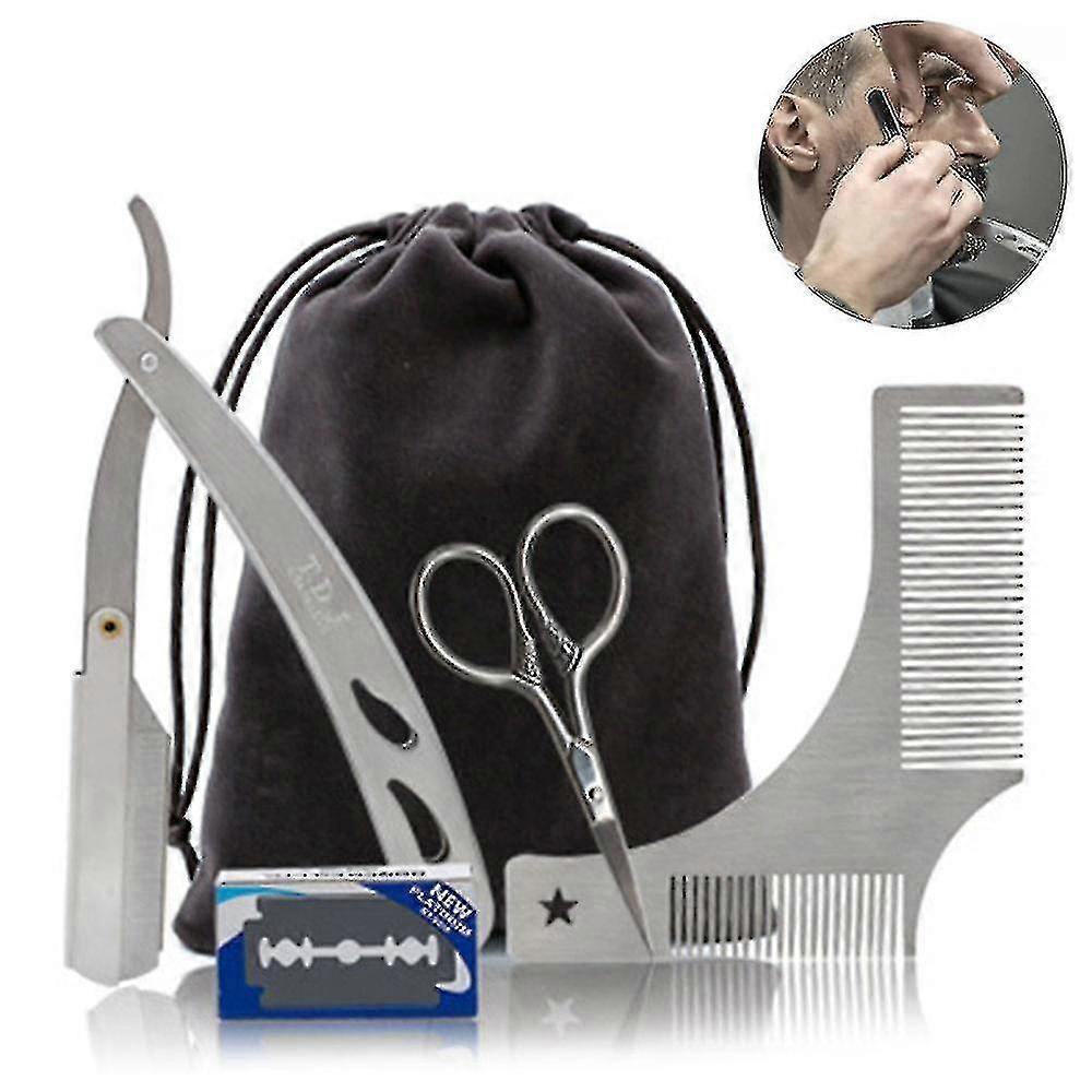 Premium Beard Grooming Kit For Men,includes Professional Straight Edge Razor Transpar Free Shipping