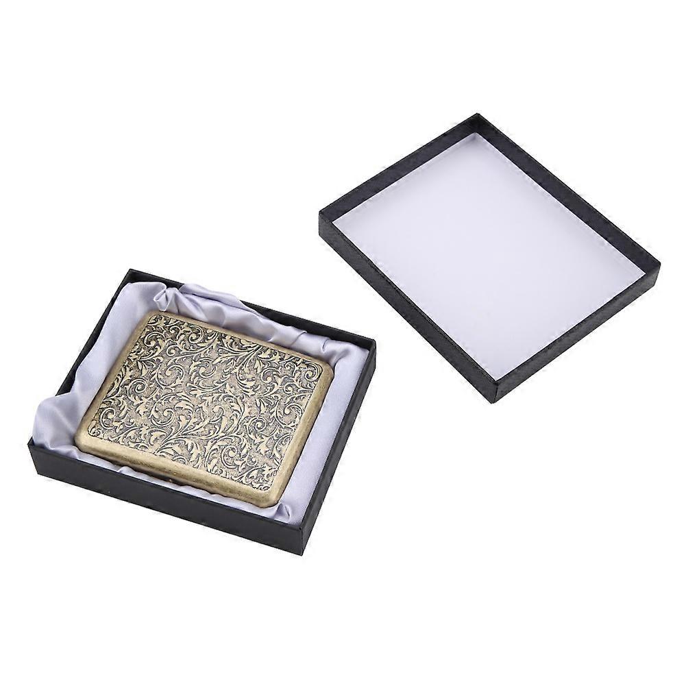 レトロブロンズメタルシガレットボックスケース両面ポケットホルダー20本用(#3)