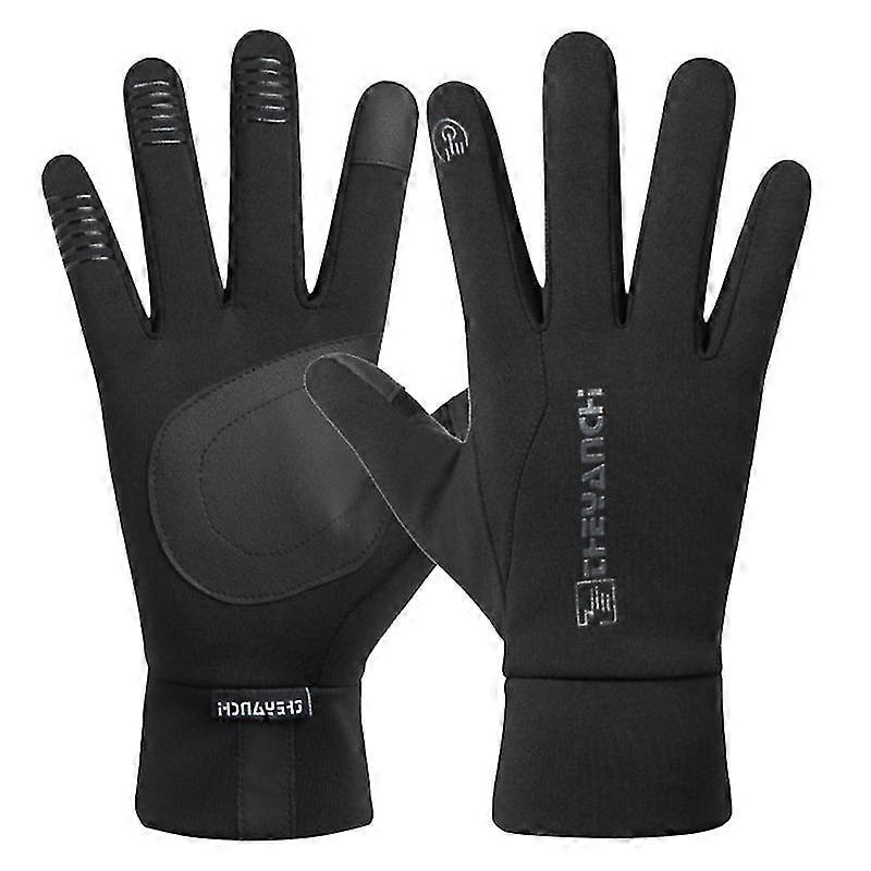 1 pair safety riding gloves winter warm touch screen non-slip gloves windproof waterproof all-finger cycling gloves (black, xl)