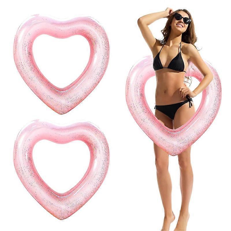 Heart Pool Float,2 PCS Inflatable Pool Float for Kids Adults
