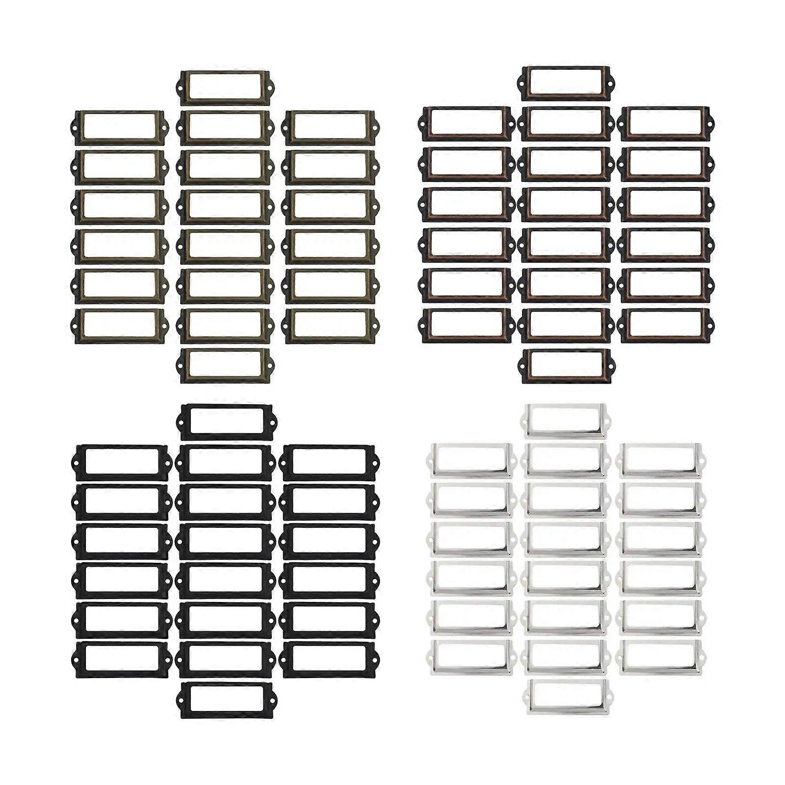 20x Office File Label Holder  Metal Frame Handle  Drawer Tag Pull Name Card Tag Hardware Accessories