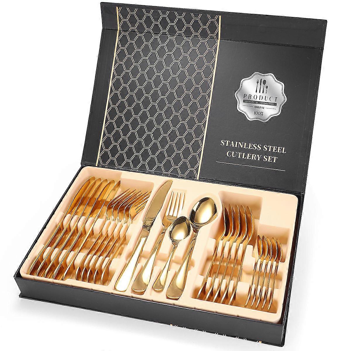ZK-24pcs/set Luxury Σετ Μαχαιροπίρουνα από ανοξείδωτο ατσάλι (Χρυσό)