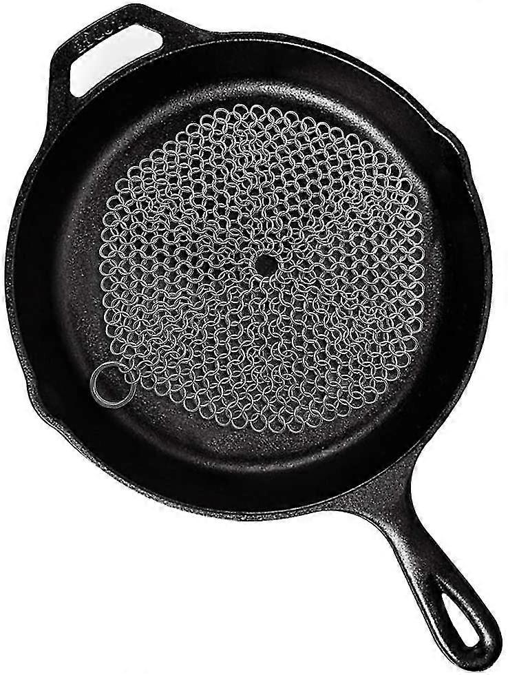 Round Cast Iron Cleaning Brush With Durable Plastic Scraper