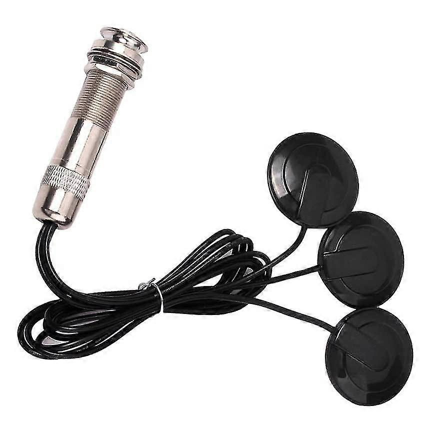 Gitarpickup Piezo-kontaktmikrofonpickup 3 transduser-pickupsystem for akustisk gitar 6,35 mm (svart