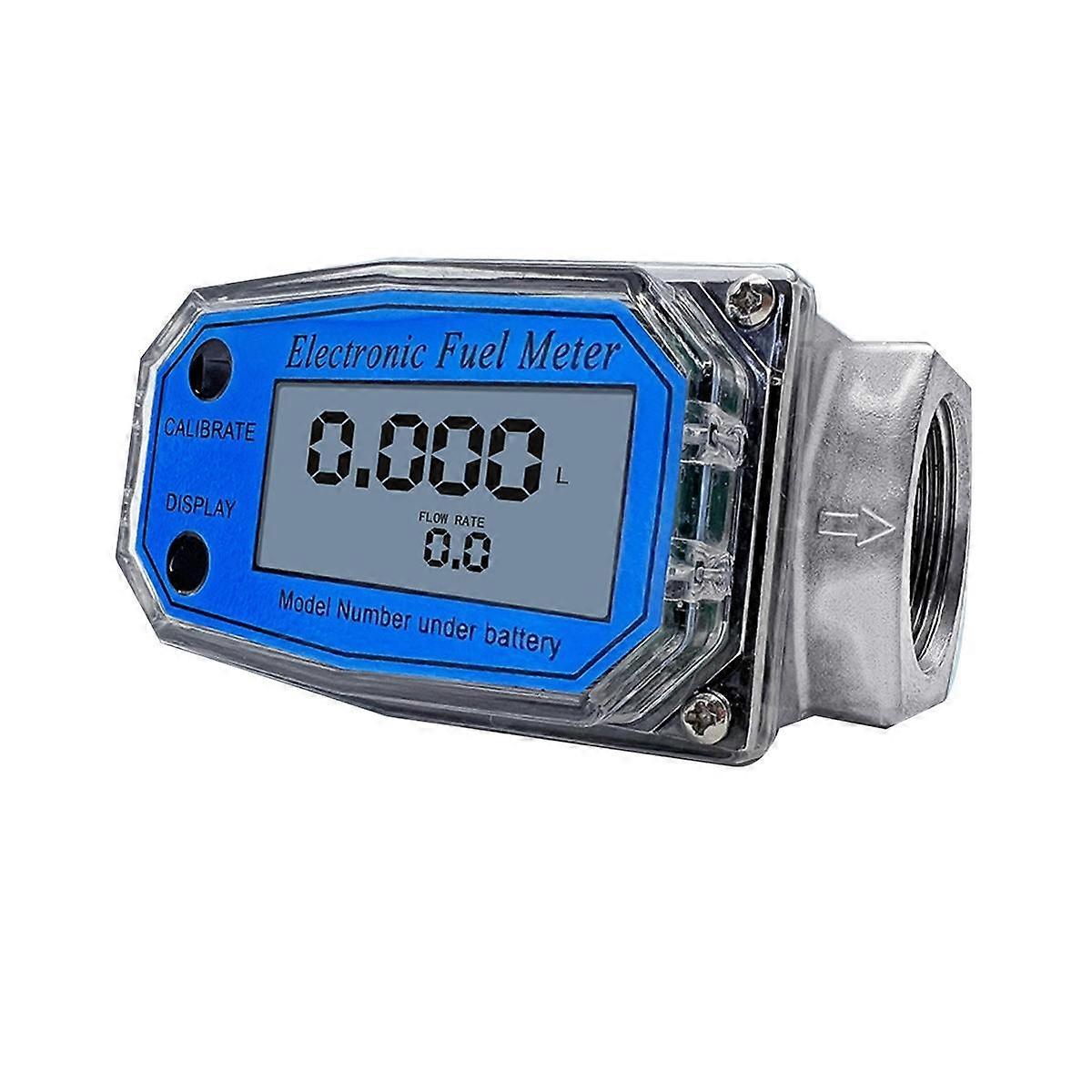 25 Digital Turbine Flow Meter for Measuring Gasoline Water Sea Liquid Flowmeter Blue