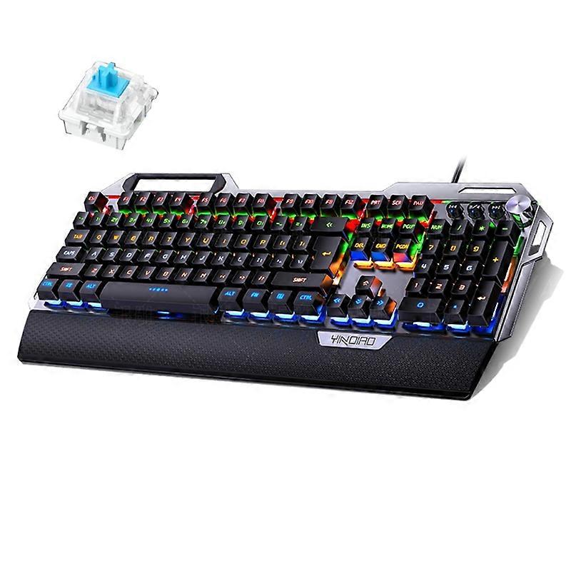 Wired 104 Keys Keyboard Mechanical Gaming Keyboard LED Backlit Round Keycap