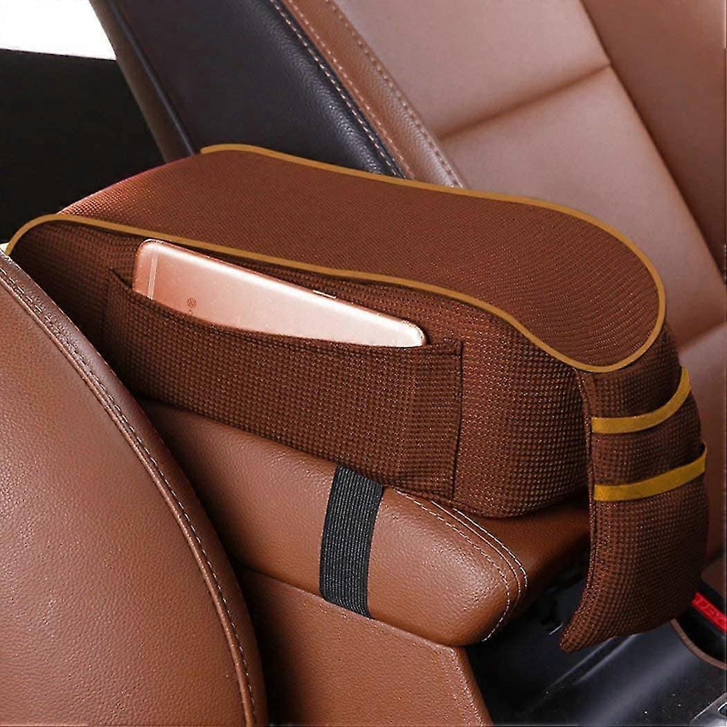 Wabjtam Car Armrest Cushion, Auto Center Console Armrest Pillow, Memory Foam Car Armrest Console (coffee)