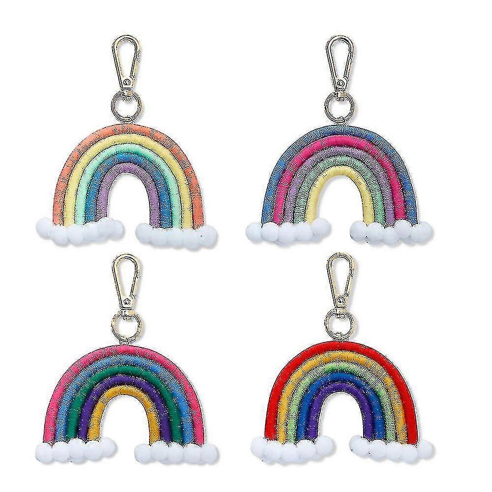 Compatible With4 Pieces Macrame Rainbow Keychains, Macrame Rainbow Bag Charms