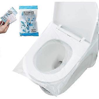 50 Stück Einweg-Toilettenschutz aus Kunststoff, Toilettenschüsselschutz, wasserdicht, tragbar, einzeln verpackt, antibakterielles Material, Standardgröße für Kinder