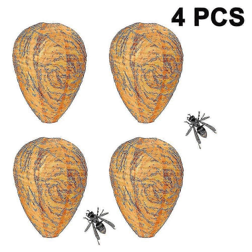 4 pièces imperméable à l’eau Wasp Nest Leurres Pendent Hornet Dissuasifs Faux Tissu Guêpe Nest Non toxique Bee Leurre Dissuasif pour Ho
