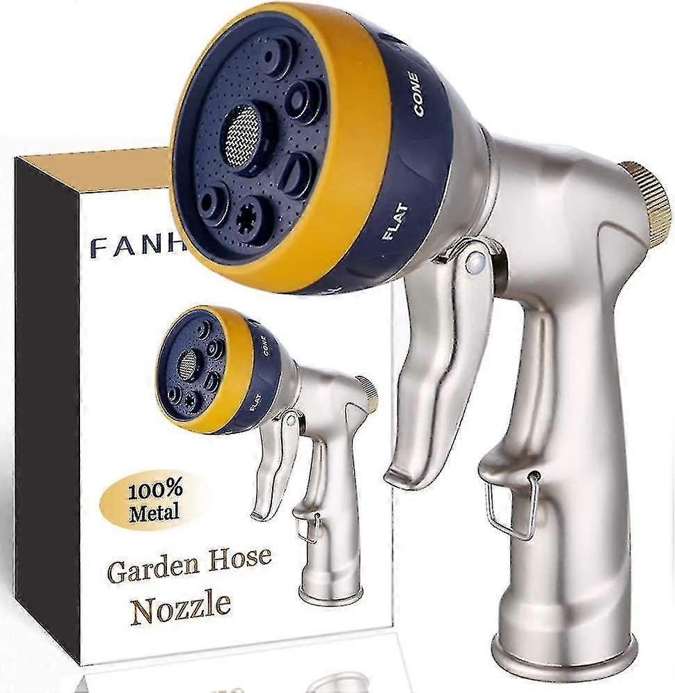 Garden Hose Nozzle Heavy Duty, 100% Metal Spray Nozzle High Pressure Water Hose Nozzle.