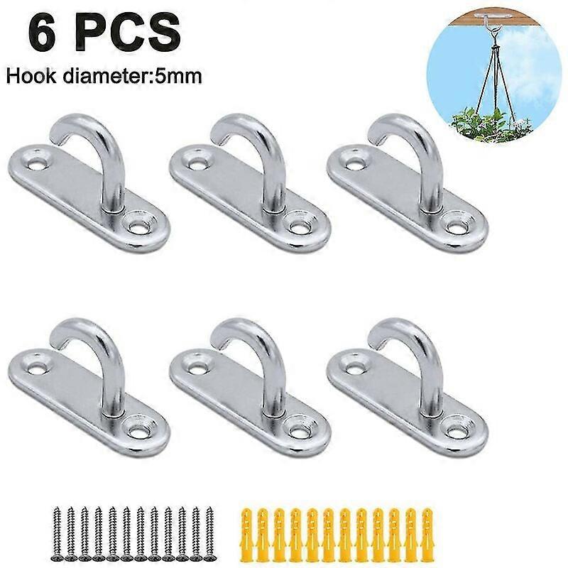 Bathroom Coat Hook 6 pcs Stainless Steel Half Opening Wall Hook Single Hook Soft Ceiling Hook