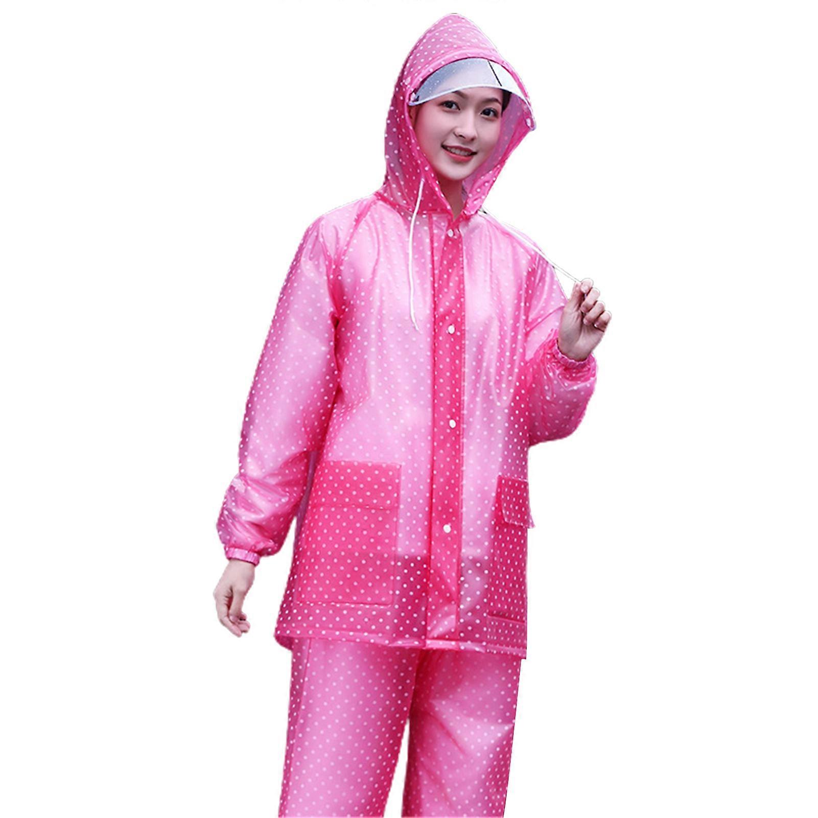 1 Set Raincoat with Pockets Hooded Impermeable Thickened Removable Face Shield Rain Coat for Outdoor KAESI