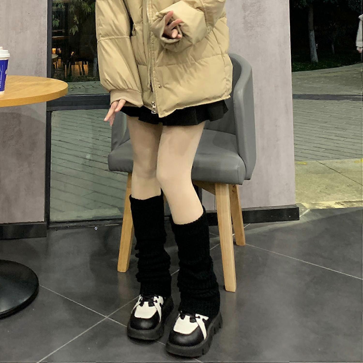 Black thick leg warmers, 70 cm