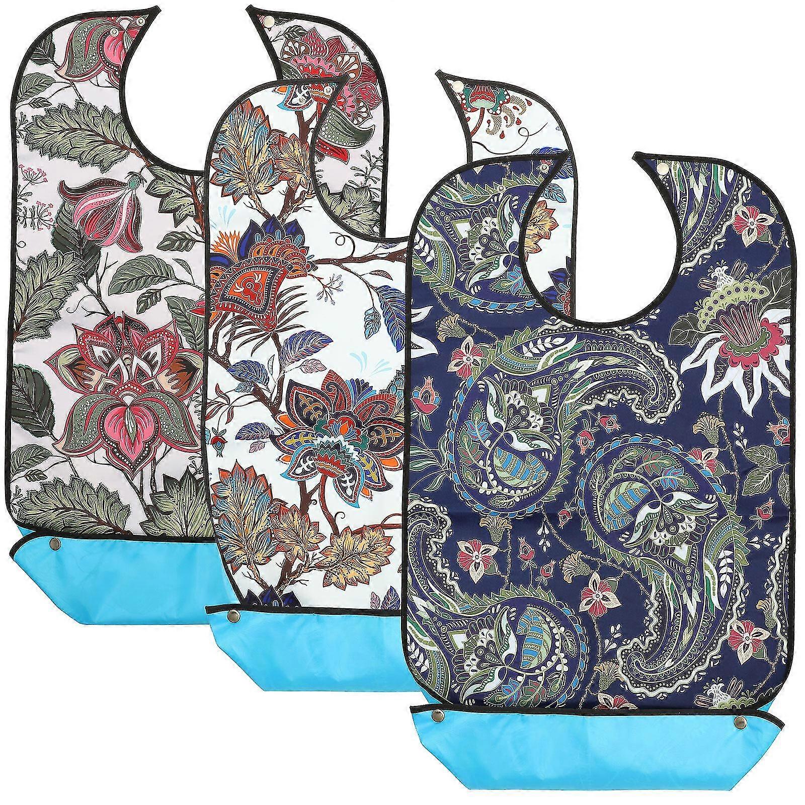 3 adet Yetişkin Önlük Dekoratif Yetişkin Önlük Yaşlı Yeme Önlük Yaşlılar Önlük Ayarlanabilir Askı Önlük