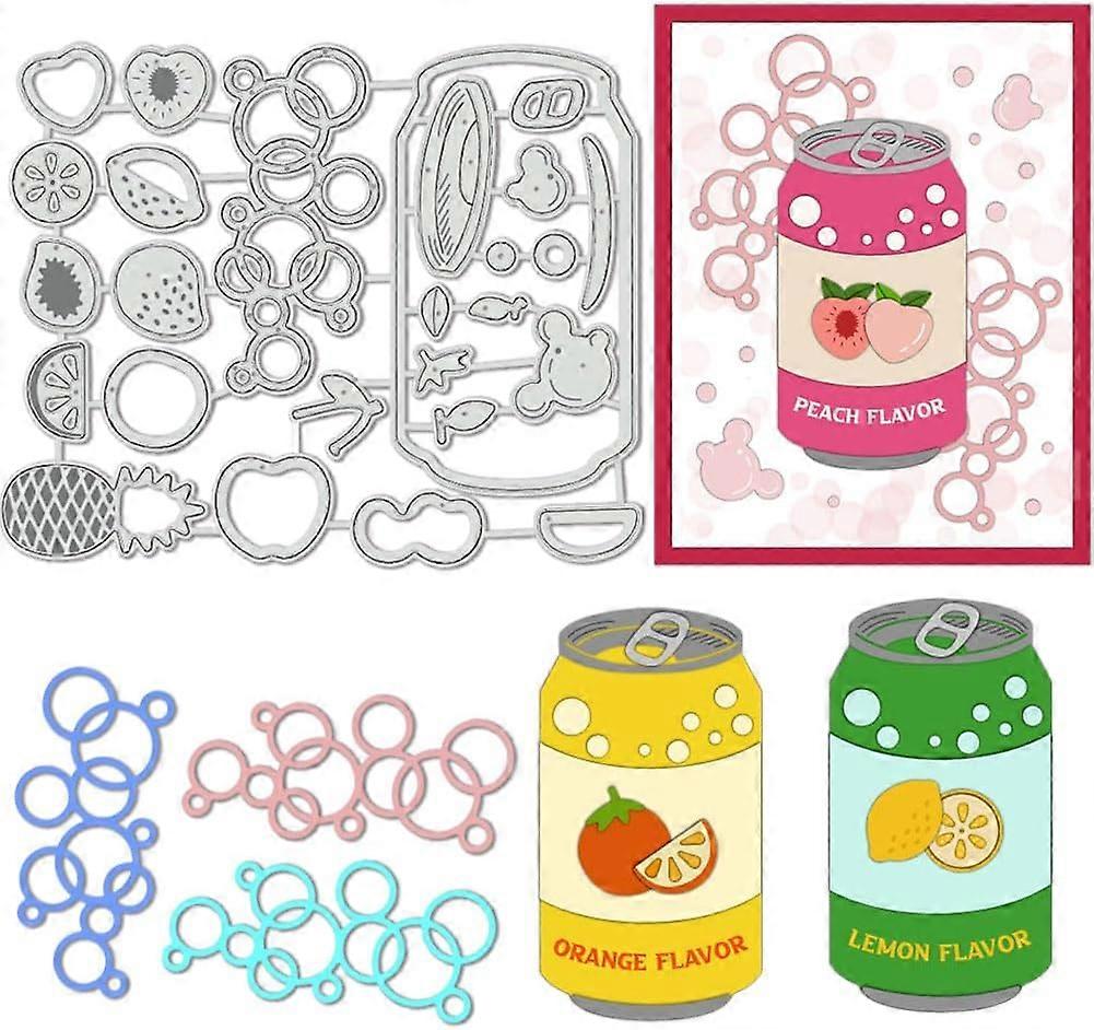 Fruit Sparkling Drinks Theme Cutting Stencil Embossed Template with Lemon Pineapple and Orange Motif Decoration for DIY Scrapbooking Photo Albums and