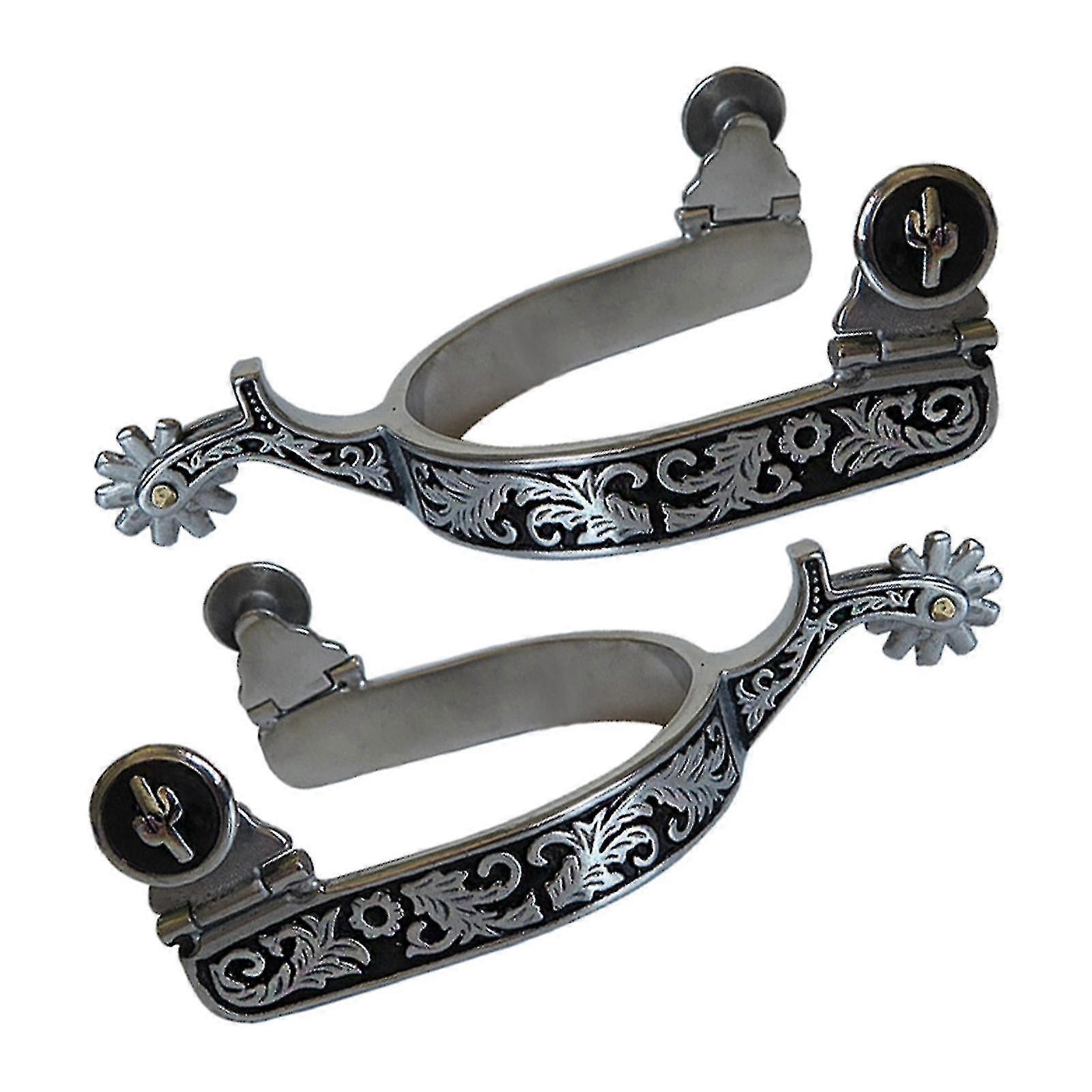 2x ostrogi dla koni Anti Rust Western Style Spur do sprzętu wyczynowego Mężczyźni srebrni