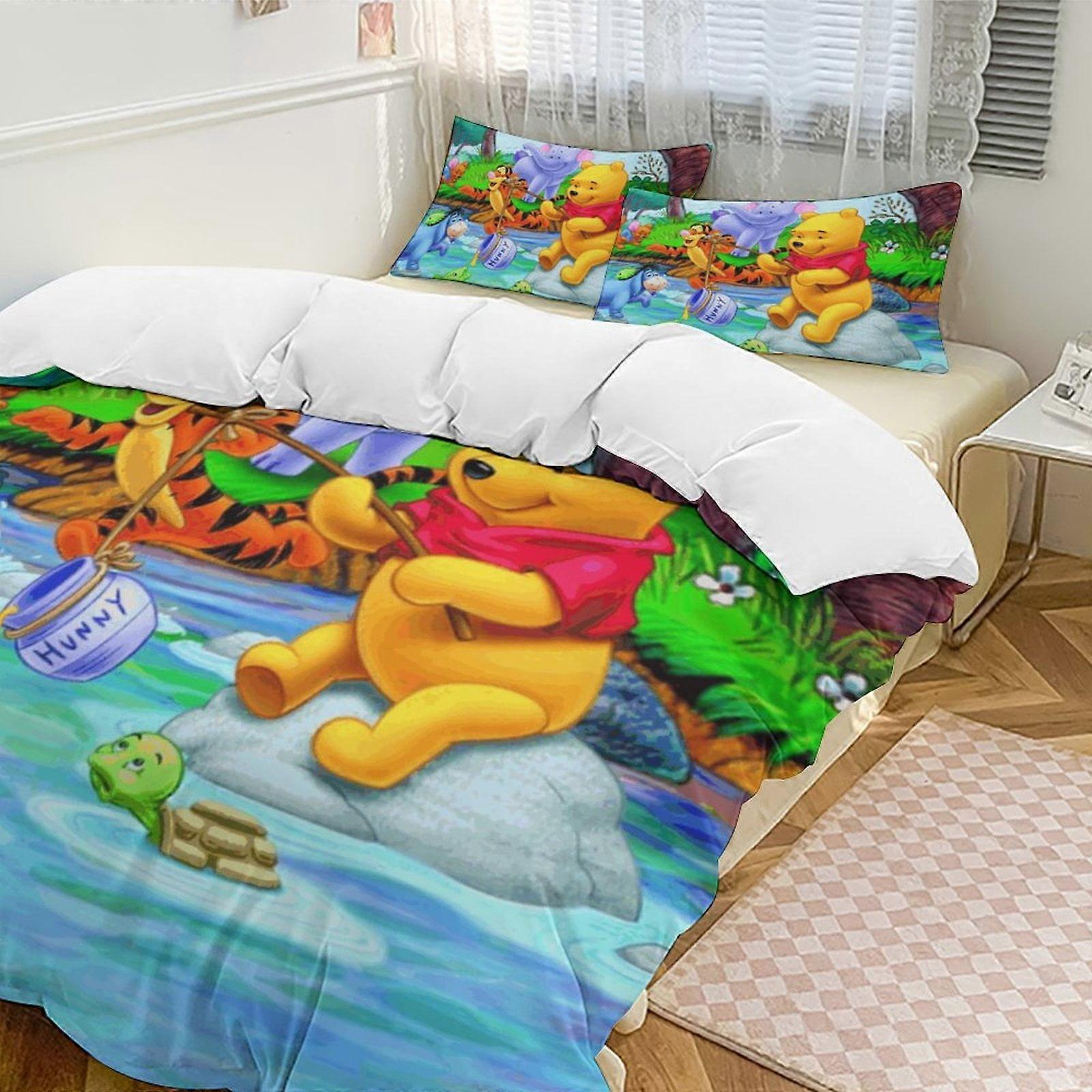 Zm415 Winnie The Pooh 3-Piece Twin Bed Set - Includes 1 Single Comforter And 2 Pillowcases Bedding - Fade Resistant Microfiber - Winnie The Pooh Lc41