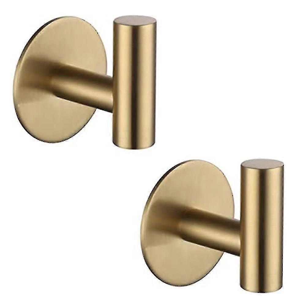 2 יחידות וו דבק נירוסטה חלוק רחצה וו סוגר וו חובה כבד למטבח אמבטיה סלון מלון (זהב)