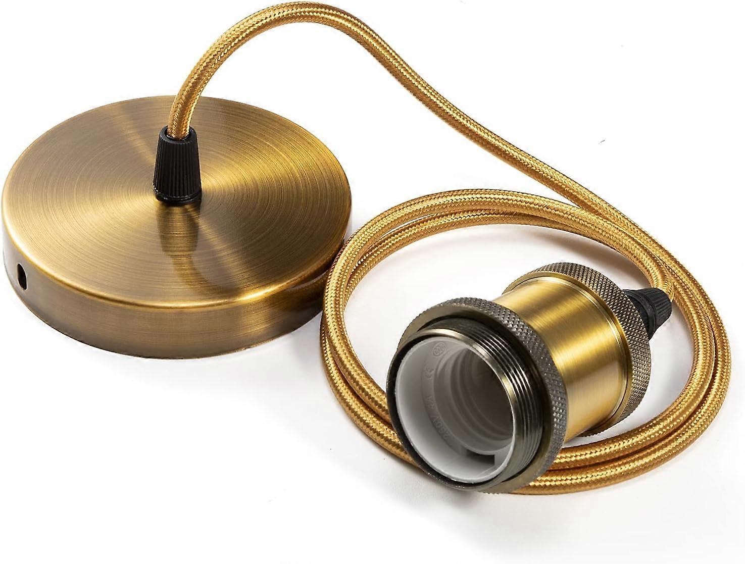 Pendant Light Metal Hanging Lamp E27 Lamp Sockets with Cable, Lamp Socket Adjustable 90cm Bronze Braided Ceiling Hanging Socket, for Ceiling Lighting 