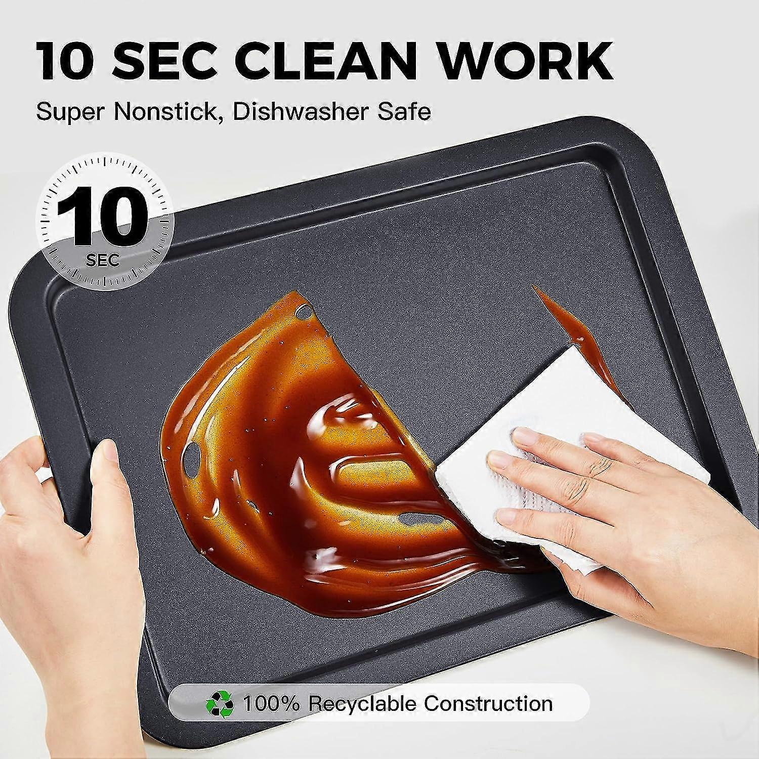 طقم صينية خبز, شرائح بسكويت بالفرن, طقم صينية خبز غير لاصقة, بمقبض أوسع, طقم 3 قطع نصف / لفة جيلي / ربع صينية خبز, ممتاز, صحن