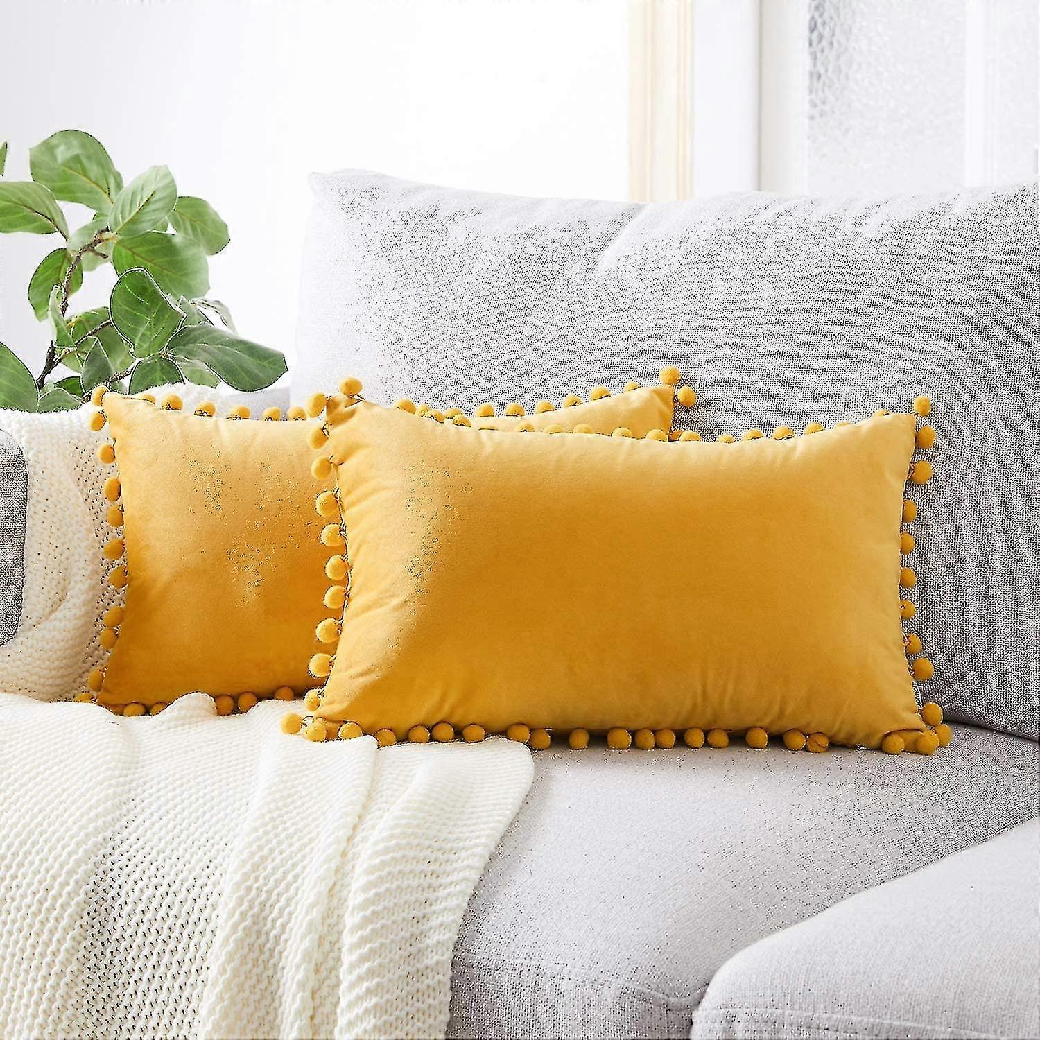 Set di 2 cuscini di velluto, semplici fodere per cuscini, per divano, camera da letto