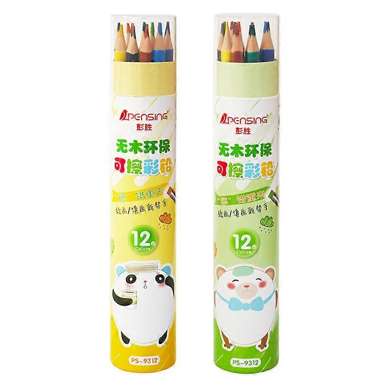 12 لونابرميل دب كرتون مع رسم ممحاة رسومات على الجدران أقلام ملونة قابلة للمسح الرصاص الملونة قلم صديق للبيئة