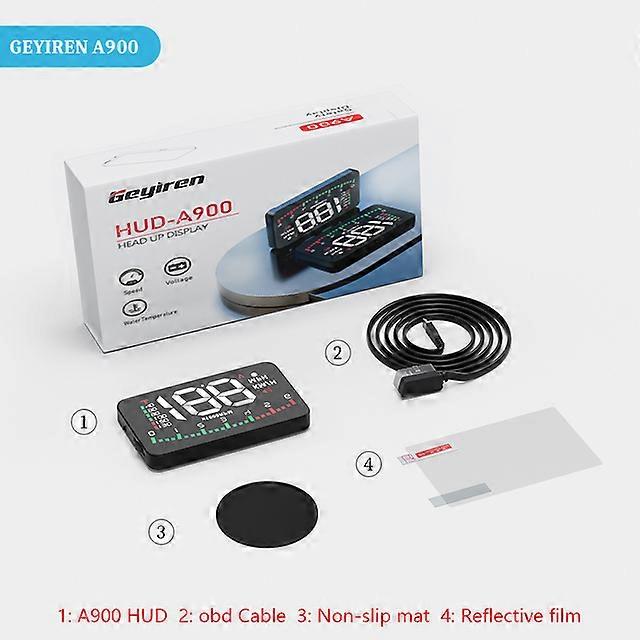 A900 Auto Hud Display Car Projector Alarm EOBD OBD2 Head Up Display Speedometer Windshield Electronic Accessories