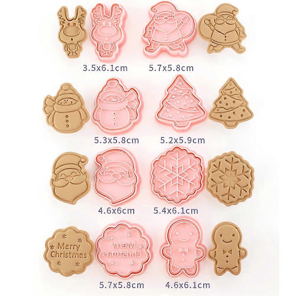クリスマスをテーマにしたサンタクロースクリスマスツリーDIYビスケットモールド3Dカッターセットデコレーションツール(8個)