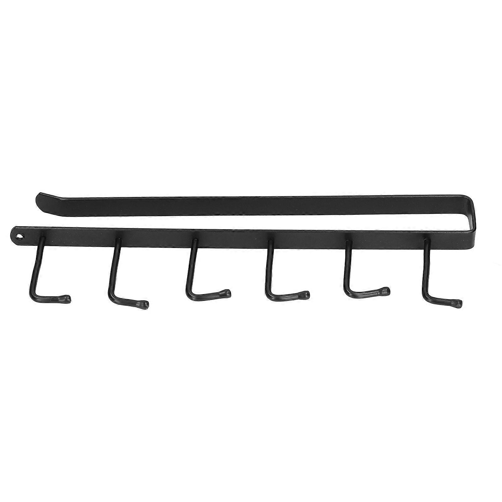 6 Hook Iron Coffee Mug Holder Easy Install Stable Durable Flat Bottom Kitchen Rack