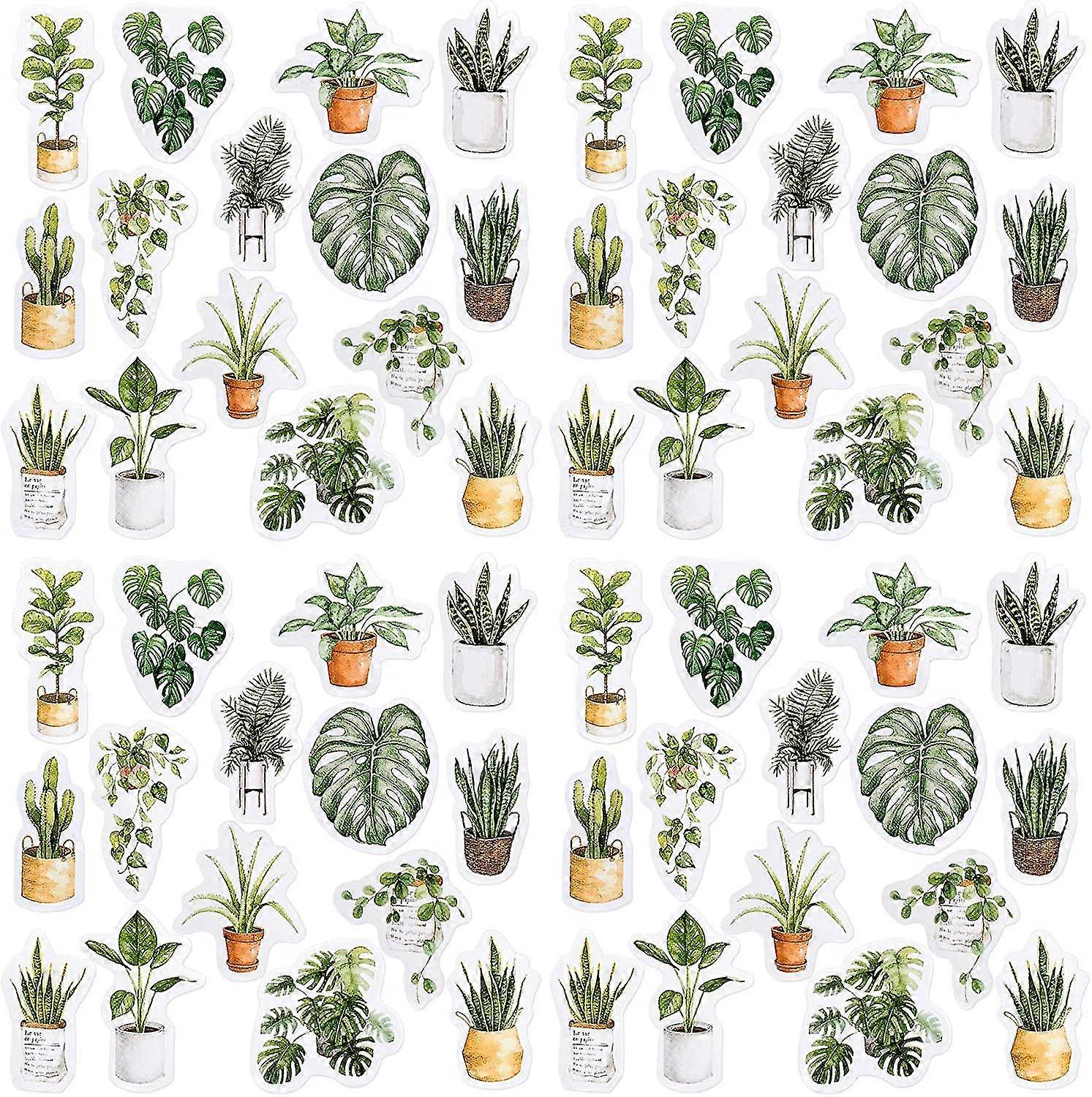225 stk Oxygen Grønne planter Scrapbog Klistermærker, Grønne potteplanter DIY Dekoration Klistermærker til scrapbog, notesbøger, kort, konvolutter, bærbar computer, kalender