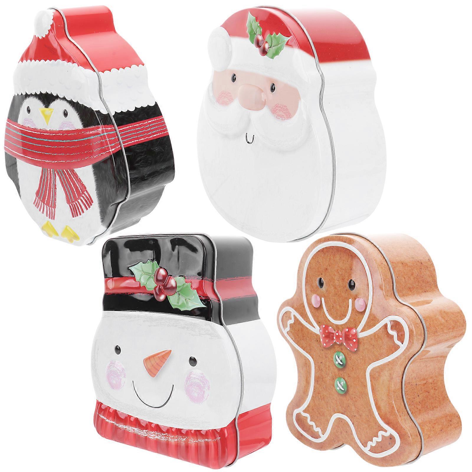 4Pcs Christmas Tinplate Candy Boxes Practical Gift Containers for Candy