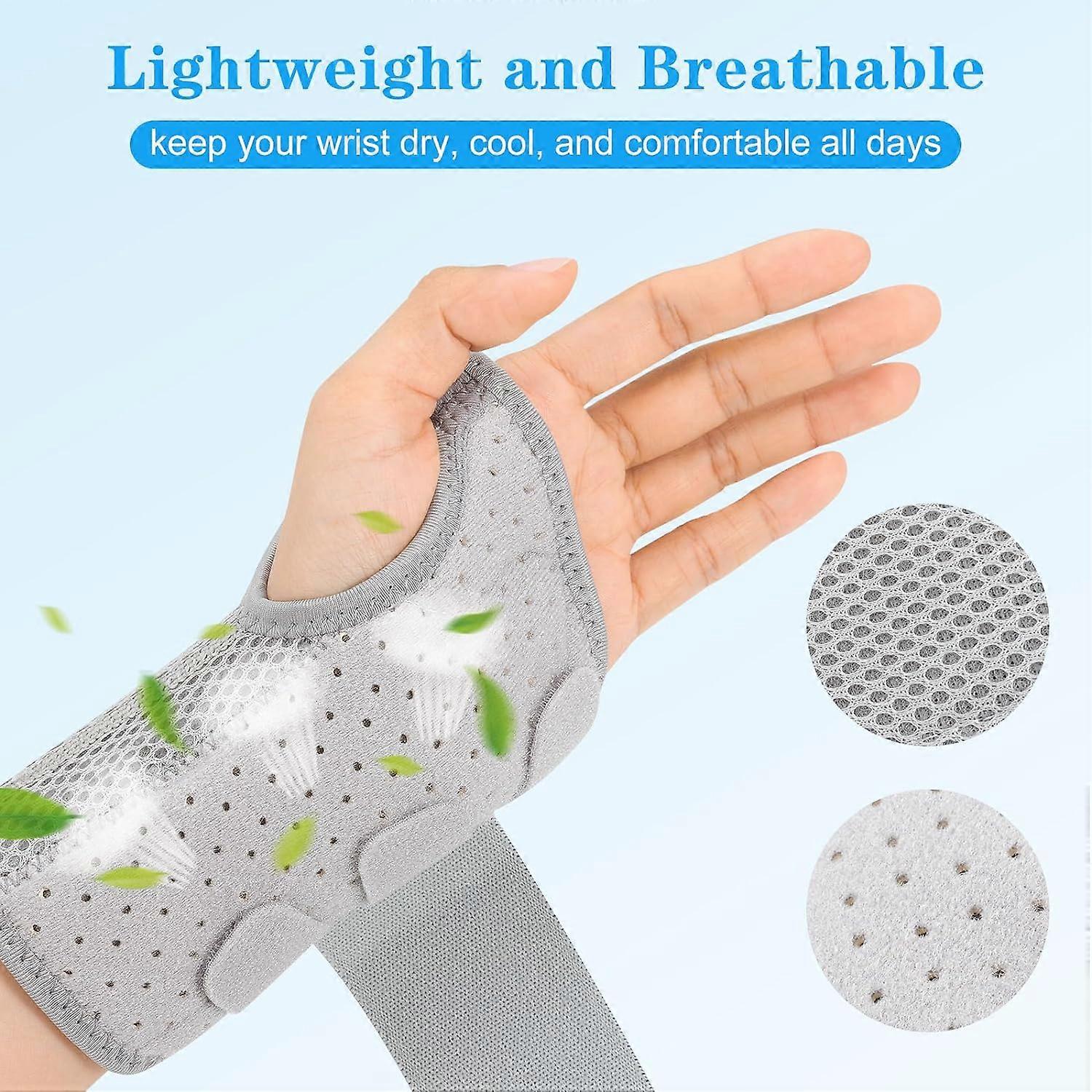 Wrist Support Brace for Carpal Tunnel, Breathable Wrist Splint Right Left Hand, Adjustable Wrist Straps and Removable Metal Splint